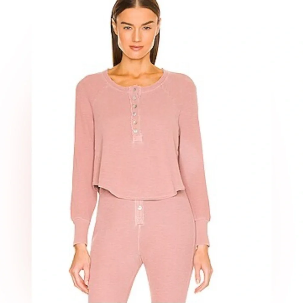 Tularosa Green The Vista Henley‎ Top & Legging in Rose Pink Size Extra Small